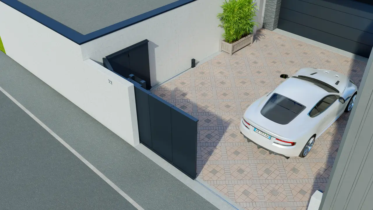 Rendu 3D d'un portail aluminium réalisé en Brabant wallon