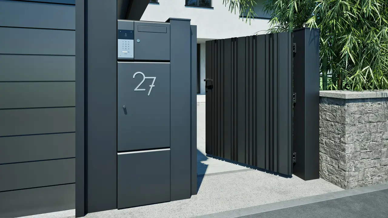 Rendu 3D d'un portillon aluminium réalisé en Brabant wallon